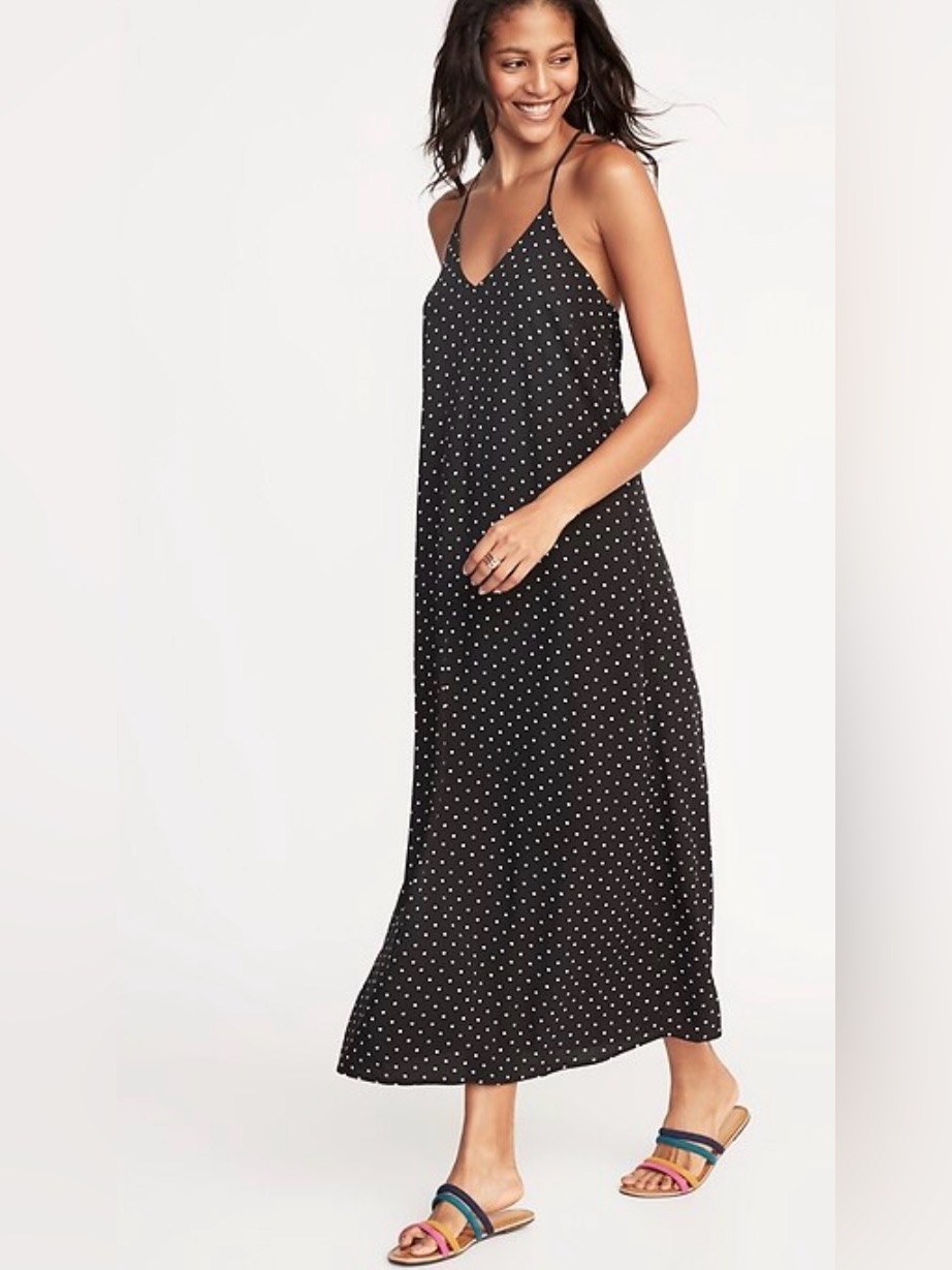 Old Navy Black Dress With White Polka Dots